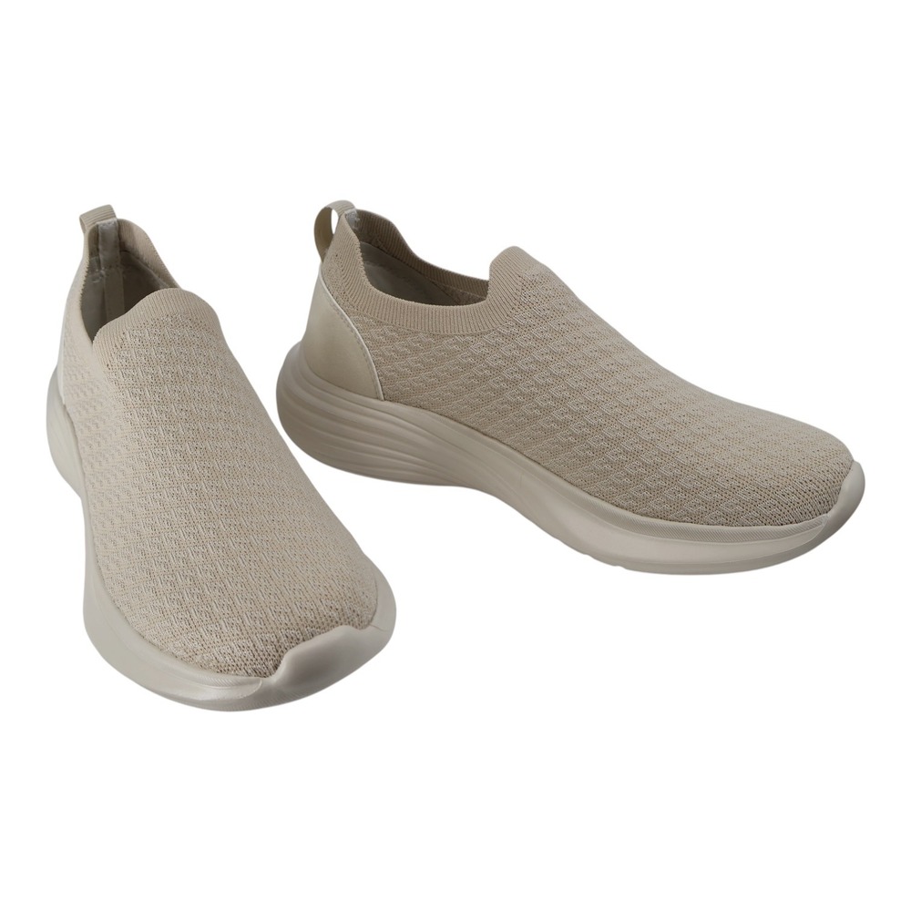 Journee Collection Linnea Bone Cream Tan Knit Slip On Sneakers Cushioned 9 M New